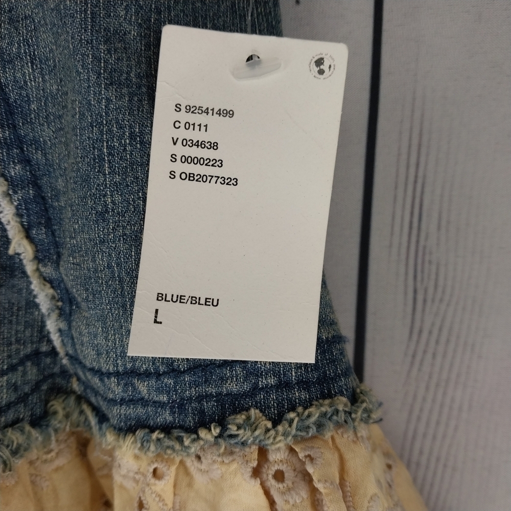 Kimchi Blur Urban Outfitters Denim And Lace Coquette Ruffle Tube Top Size L NWT - Picture 6 of 12